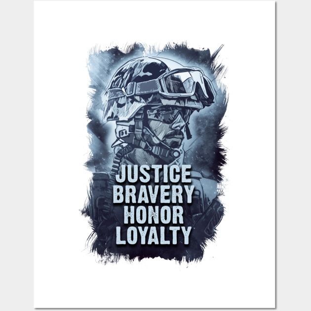 Justice Bravery Honor Loyalty Warriors Code of Conduct Wall Art by Naumovski